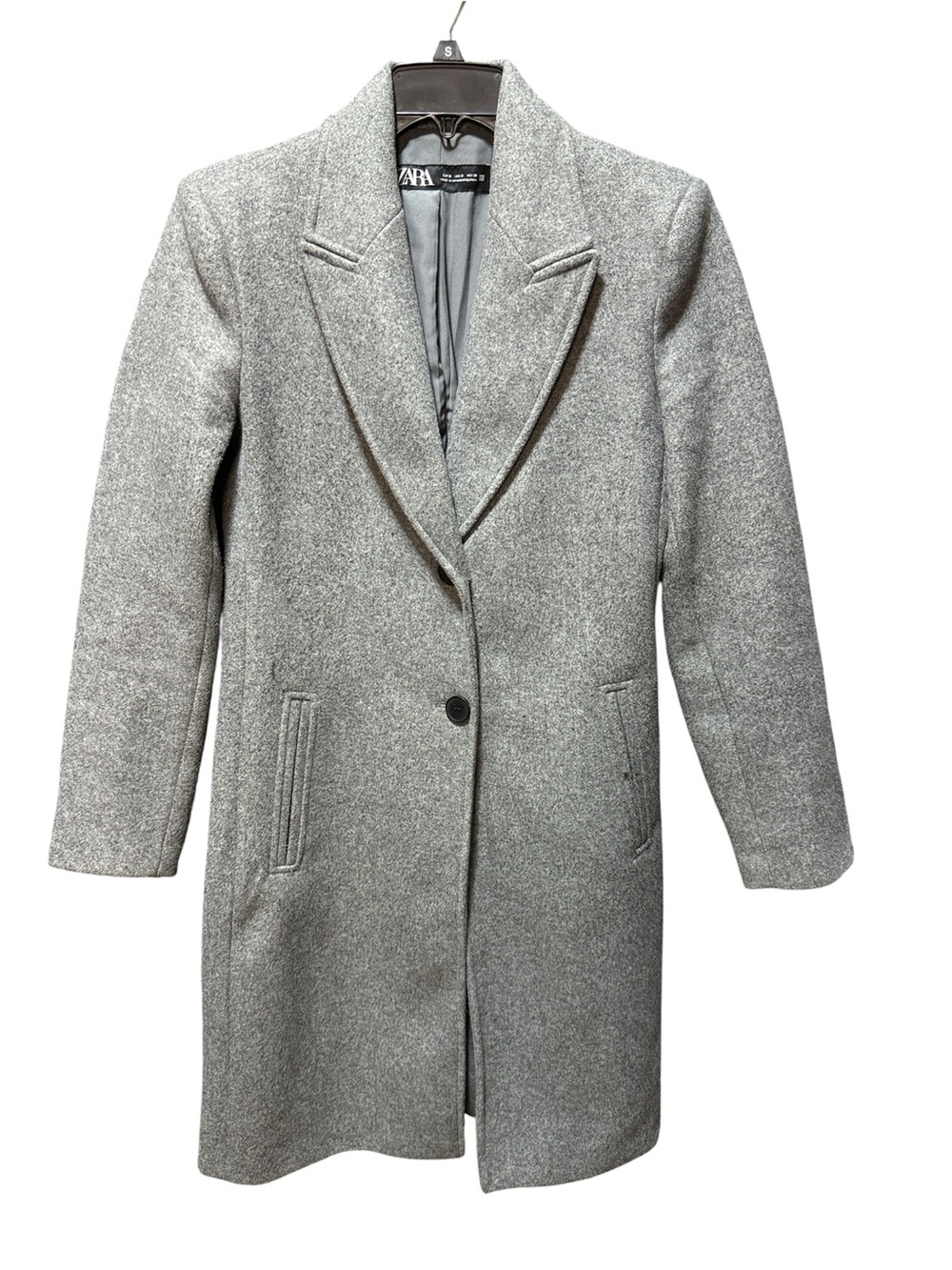 Zara Grey Single-Button Pea Coat